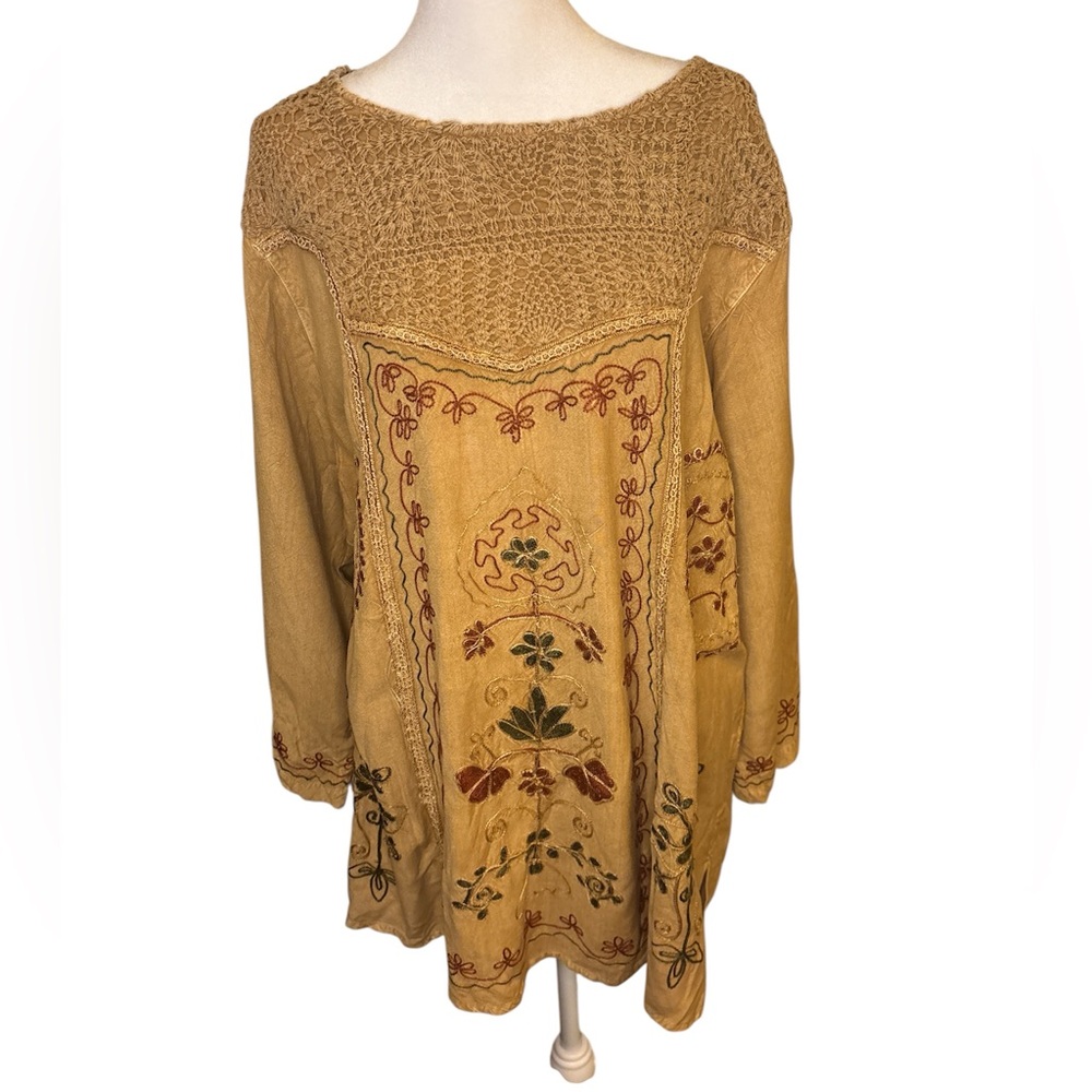 Venezia Tan Embroidered Tunic